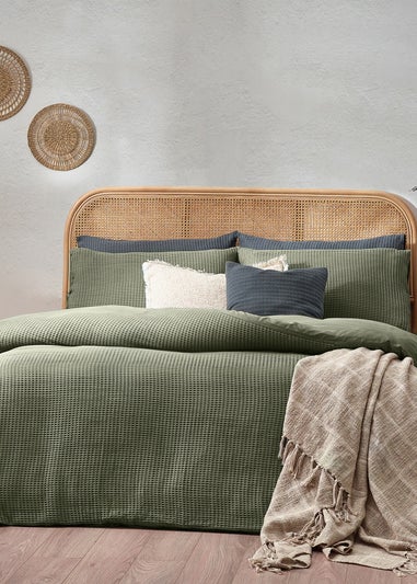 Yard Chunky Waffle 100% Cotton Duvet Cover Set Eucalyptus