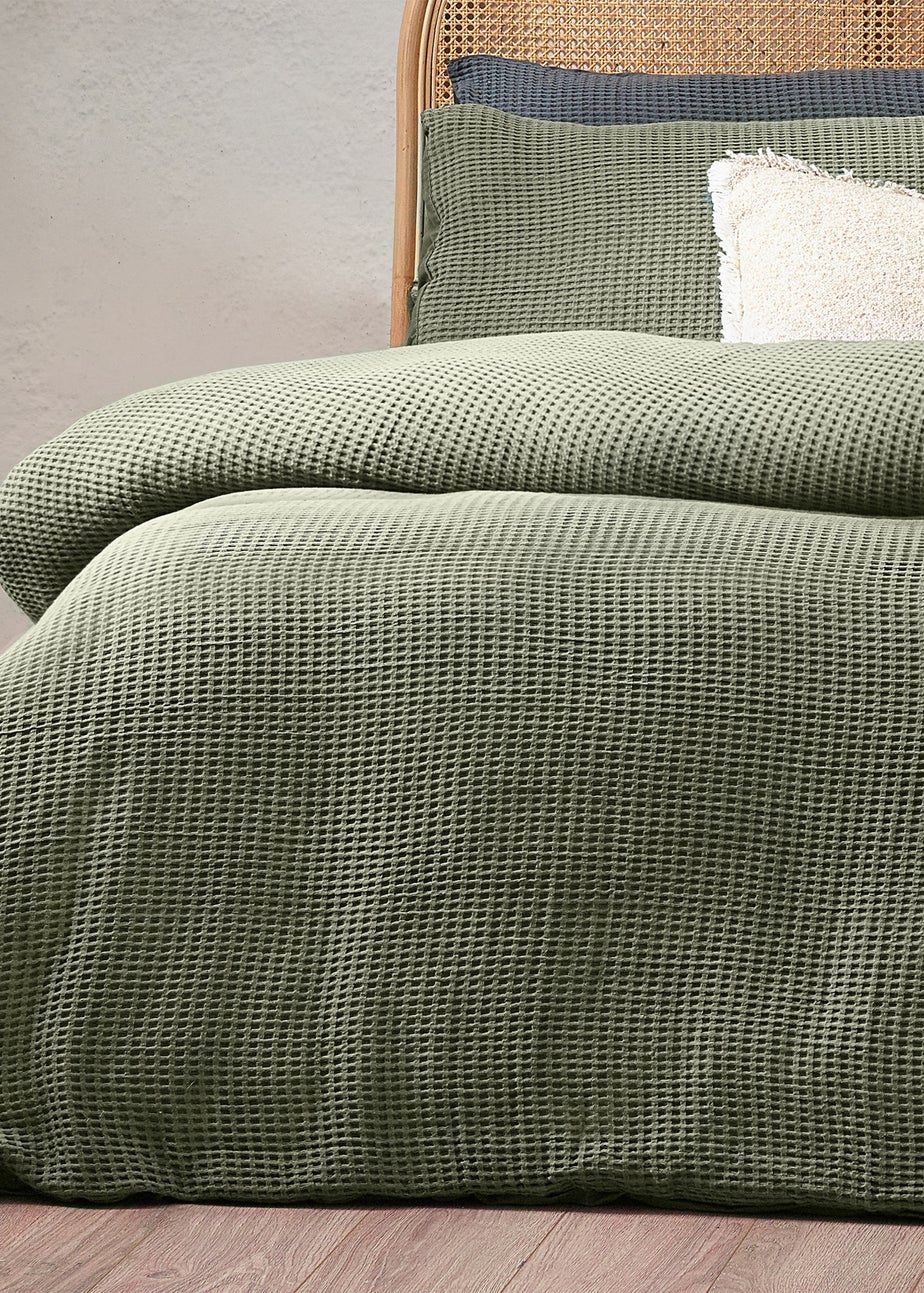 Yard Chunky Waffle 100% Cotton Duvet Cover Set Eucalyptus