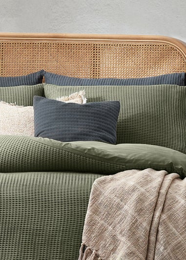 Yard Chunky Waffle 100% Cotton Duvet Cover Set Eucalyptus