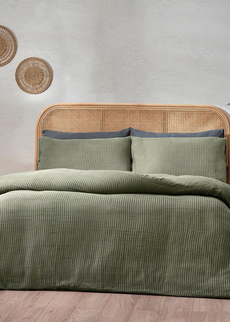 Yard Chunky Waffle 100% Cotton Duvet Cover Set Eucalyptus