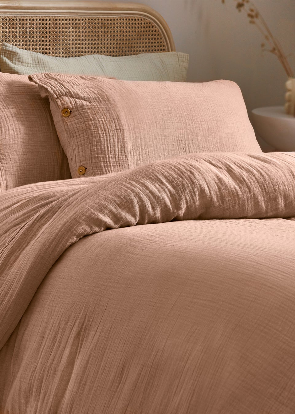 Yard Lark Muslin Cotton Duvet Cover Set Pink Clay