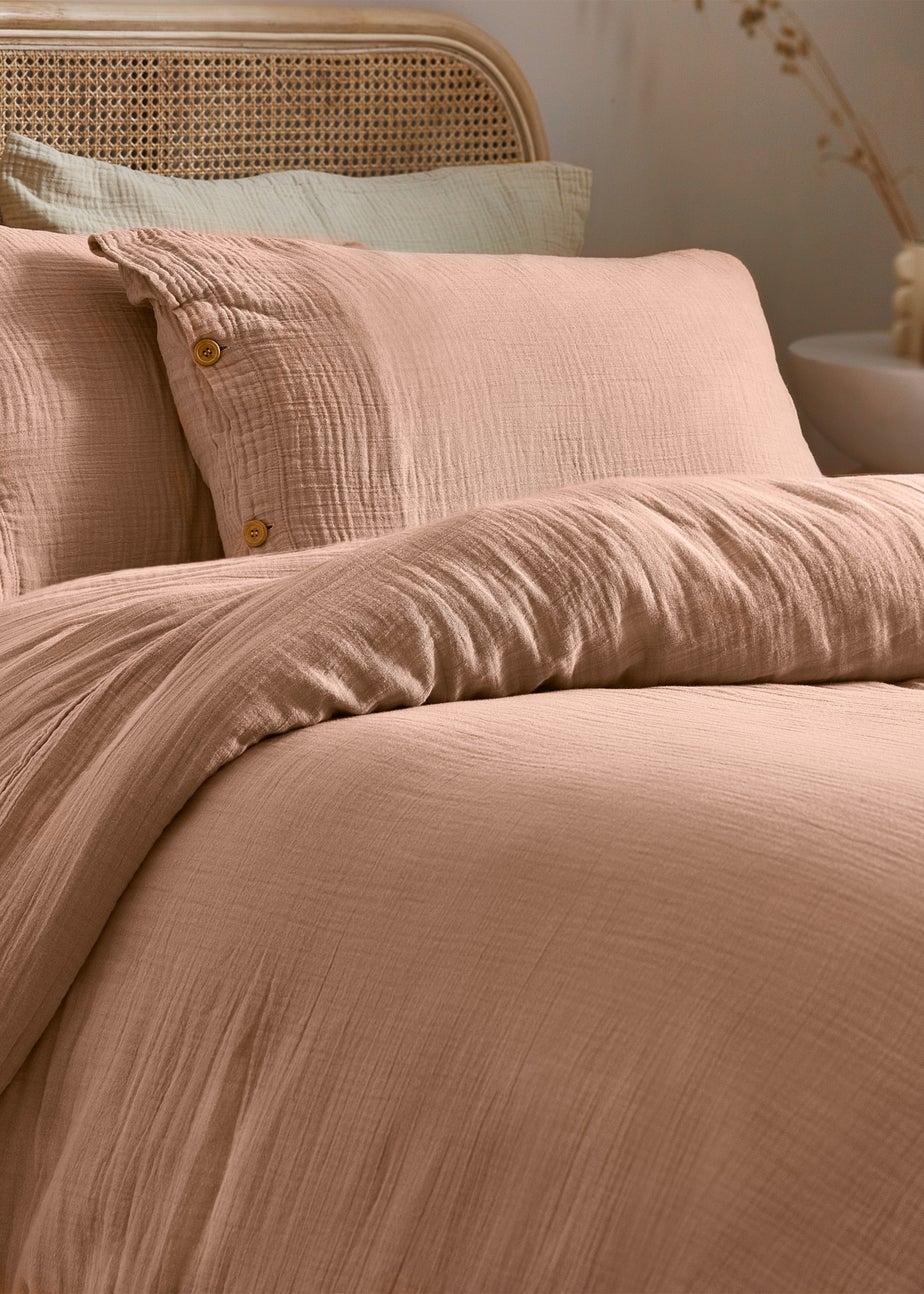Yard Lark Muslin Cotton Duvet Cover Set Pink Clay