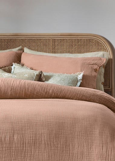 Yard Lark Muslin Cotton Duvet Cover Set Pink Clay