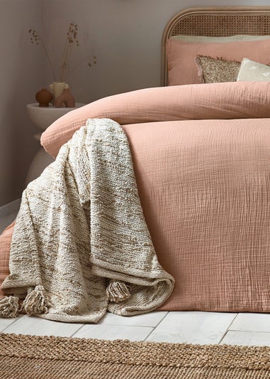 Yard Lark Muslin Cotton Duvet Cover Set Pink Clay