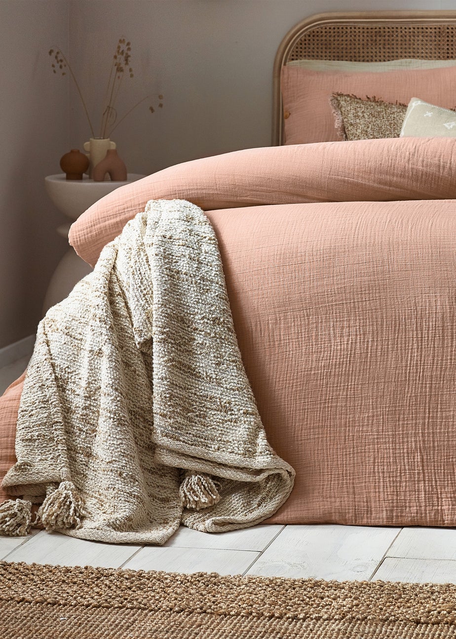 Yard Lark Muslin Cotton Duvet Cover Set Pink Clay