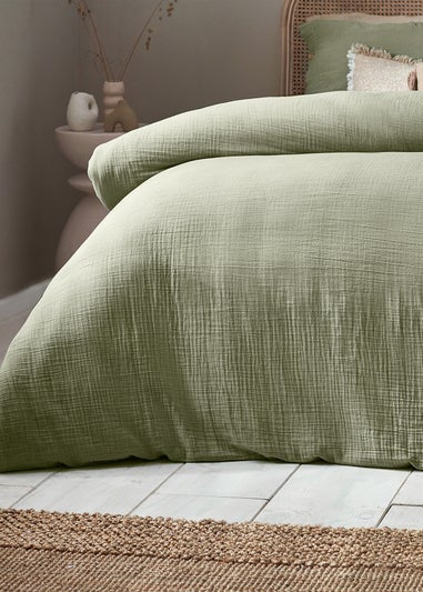 Yard Lark Muslin Cotton Duvet Cover Set Eucalyptus