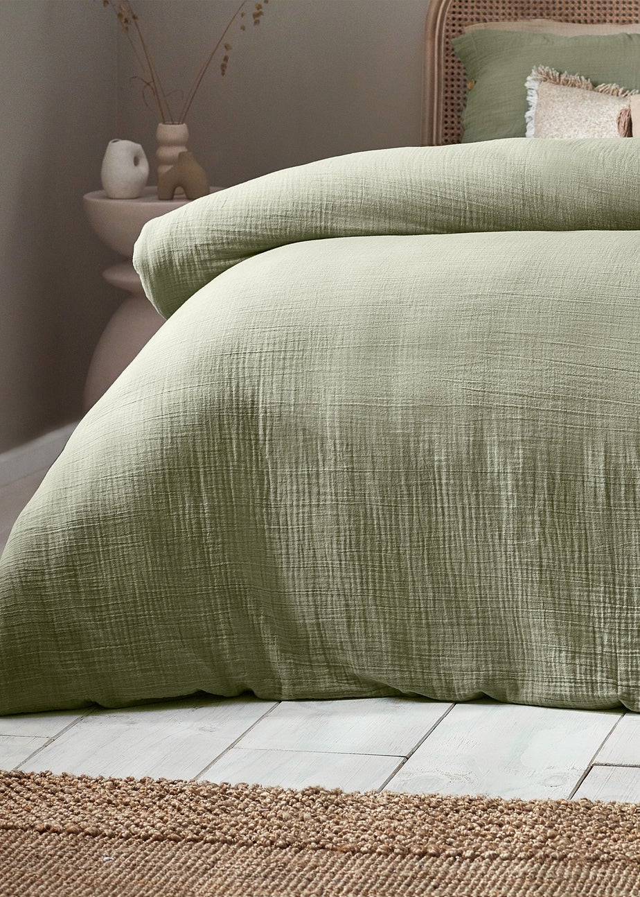 Yard Lark Muslin Cotton Duvet Cover Set Eucalyptus