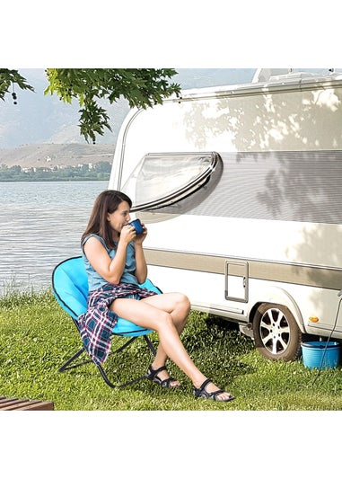 Outsunny Folding Saucer Moon Chair Oversized Padded Seat Round Oxford Grey