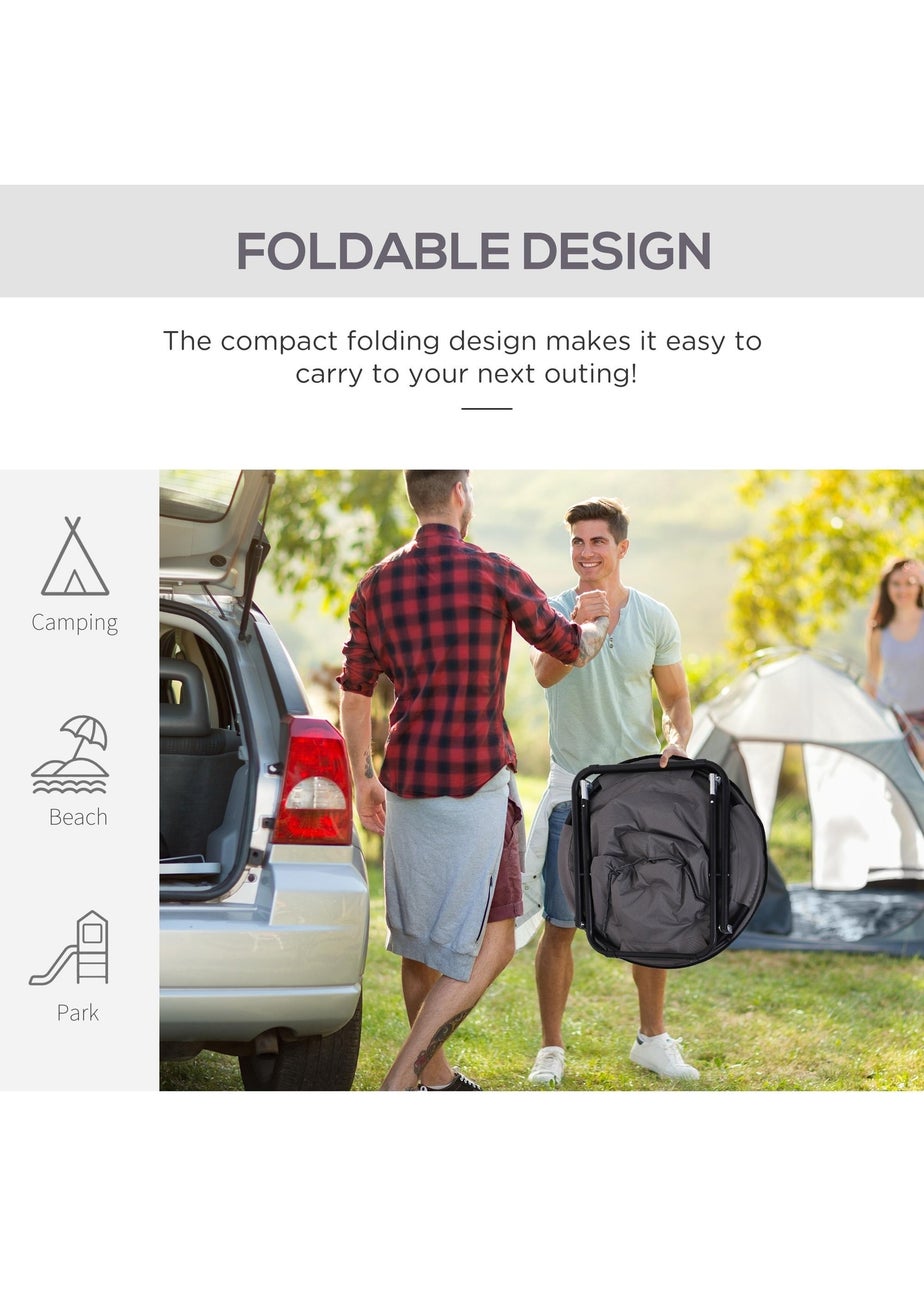 Outsunny Folding Saucer Moon Chair Oversized Padded Seat Round Oxford Grey