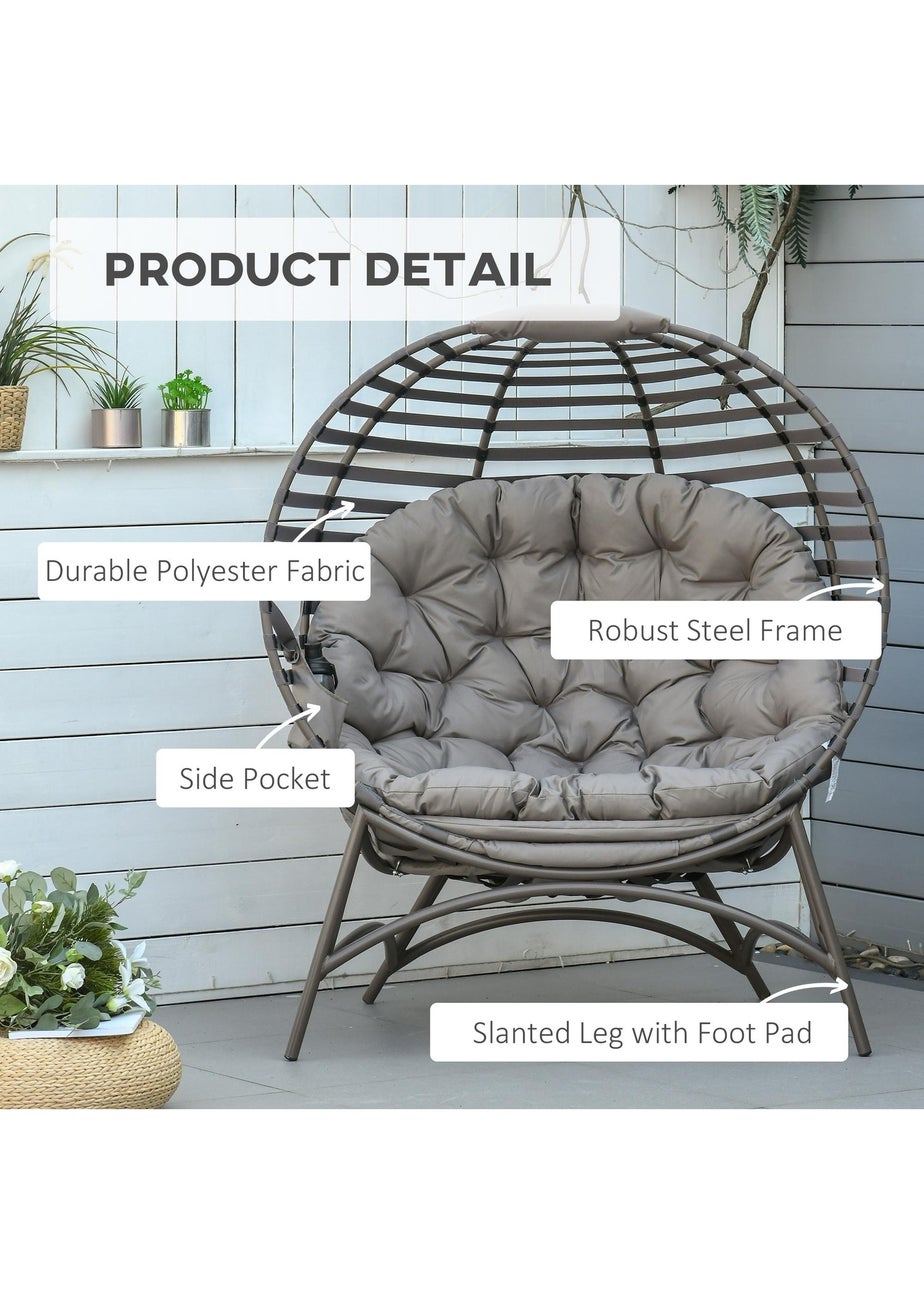 Outsunny Egg Chair with Soft Cushion - Brown