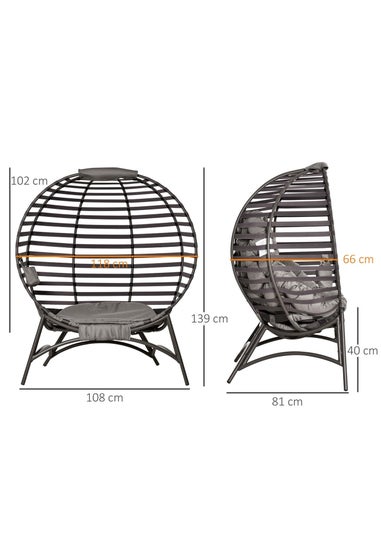 Outsunny Egg Chair with Soft Cushion - Brown