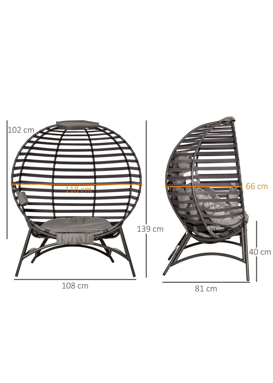 Outsunny Egg Chair with Soft Cushion - Brown