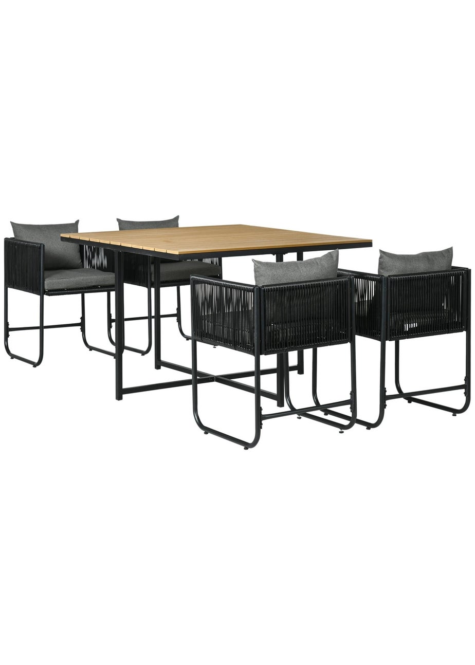 Outsunny Rattan Dining Set Rattan Cube Dining Sets with Spacesaving Design