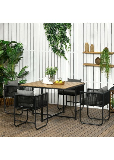 Outsunny Rattan Dining Set Rattan Cube Dining Sets with Spacesaving Design