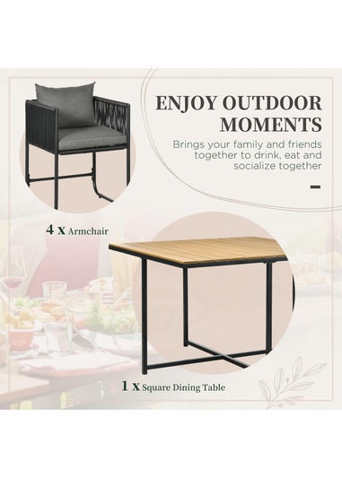 Outsunny Rattan Dining Set Rattan Cube Dining Sets with Spacesaving Design