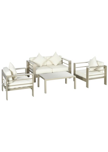 Outsunny 4 PCs Aluminium Garden Furniture Set with Thick Padded Cushion