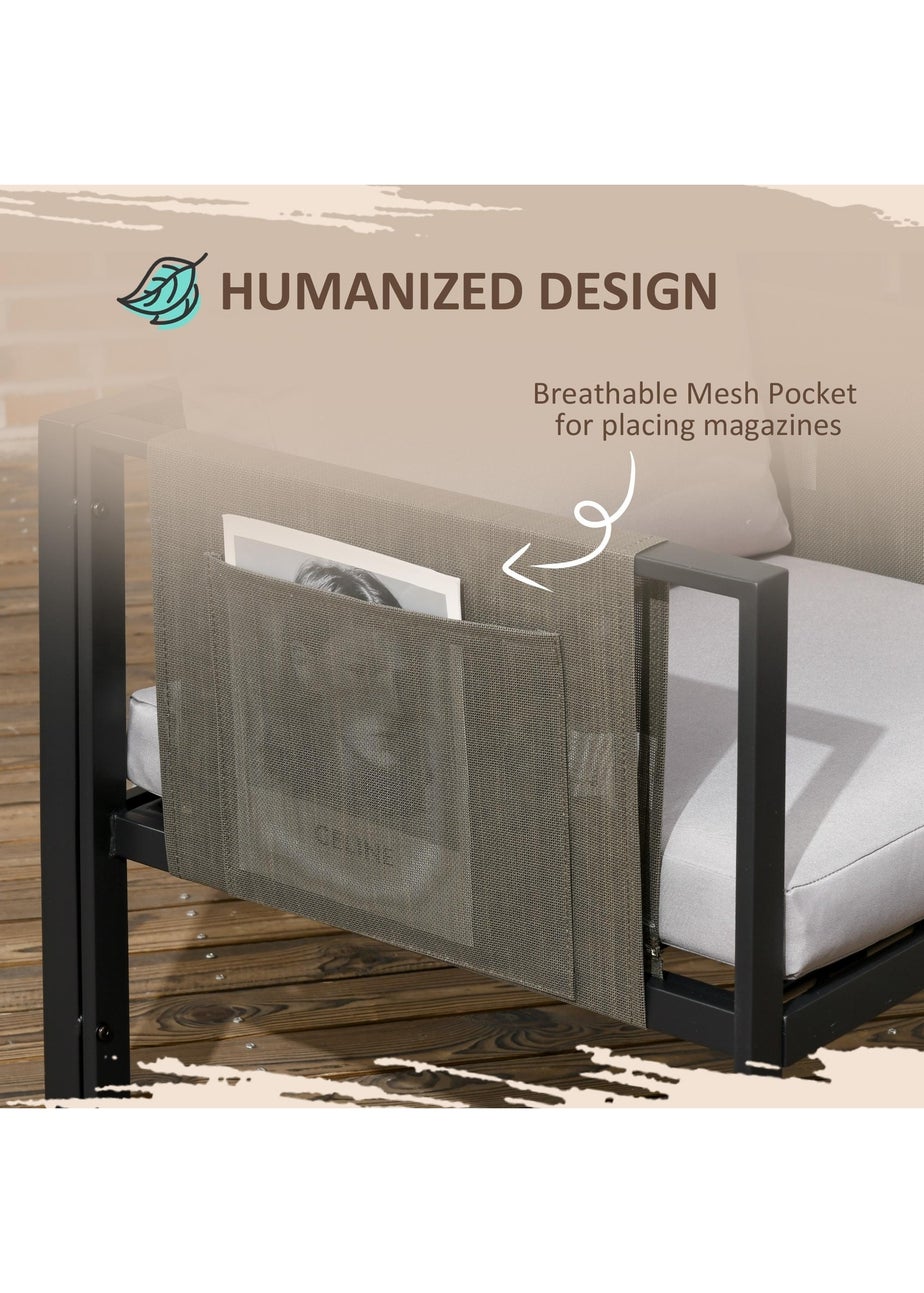 Outsunny 4 Piece Garden Sofa Set with Tempered Glass Coffee Table Padded Cushions