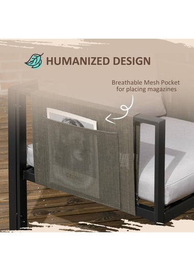 Outsunny 4 Piece Garden Sofa Set with Tempered Glass Coffee Table Padded Cushions