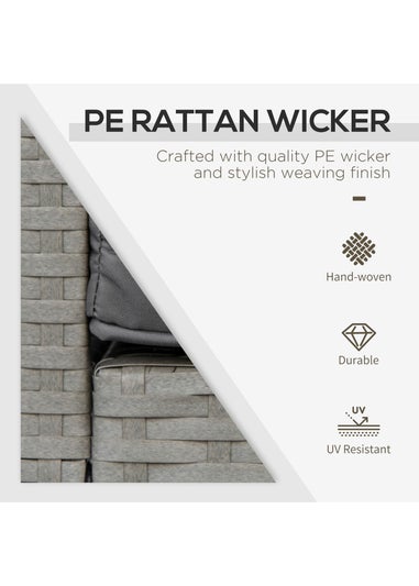 Outsunny 3 Pieces Patio Rattan Bistro Set with Tempered Glass Table