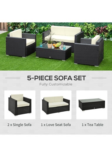 Outsunny 4 Pieces Outdoor PE Rattan Sofa Set - Black