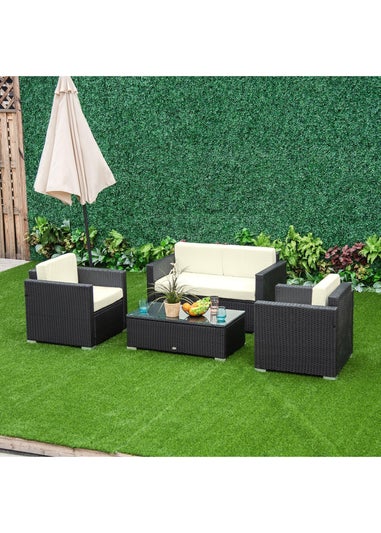 Outsunny 4 Pieces Outdoor PE Rattan Sofa Set - Black
