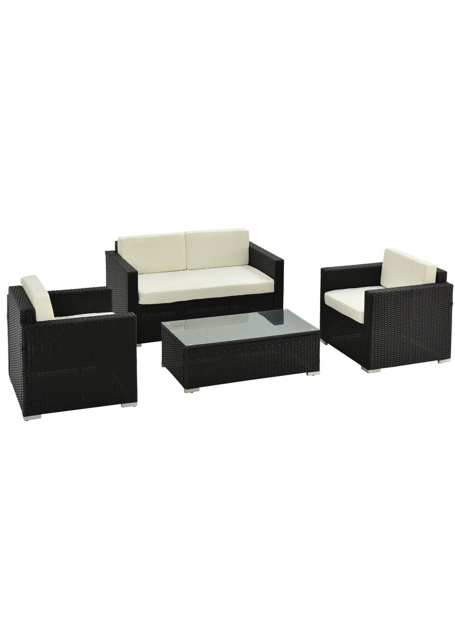 Outsunny 4 Pieces Outdoor PE Rattan Sofa Set - Black
