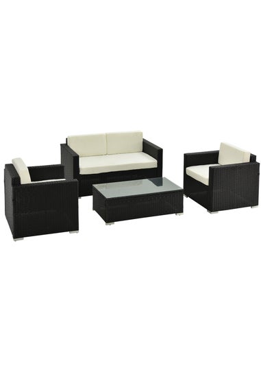 Outsunny 4 Pieces Outdoor PE Rattan Sofa Set - Black