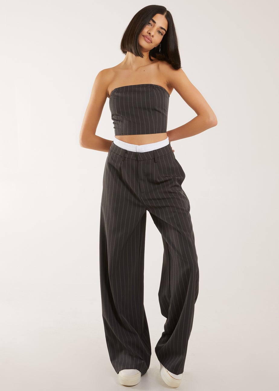 Pink Vanilla Grey Bandeau Crop Top