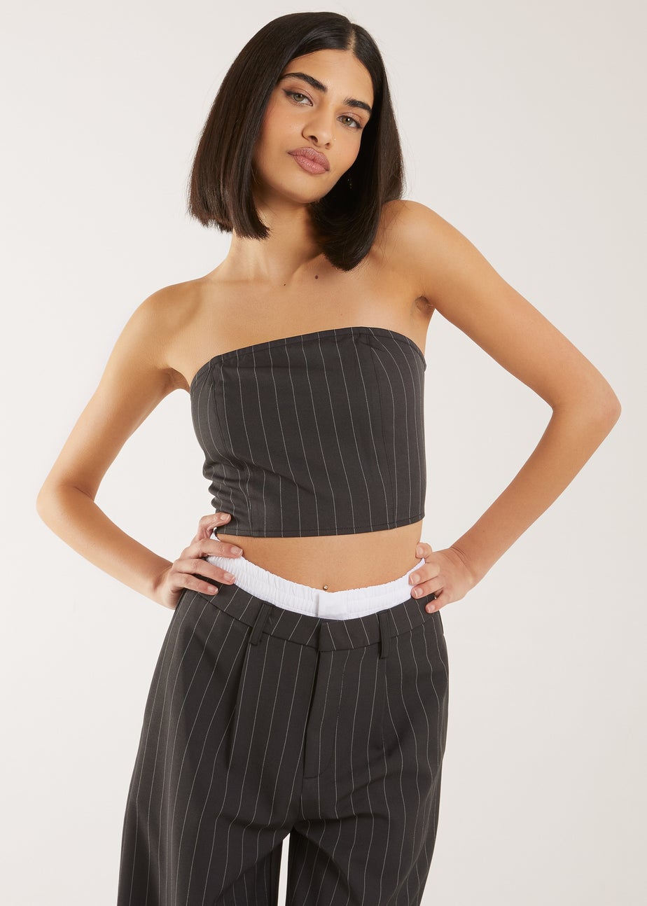 Pink Vanilla Grey Bandeau Crop Top