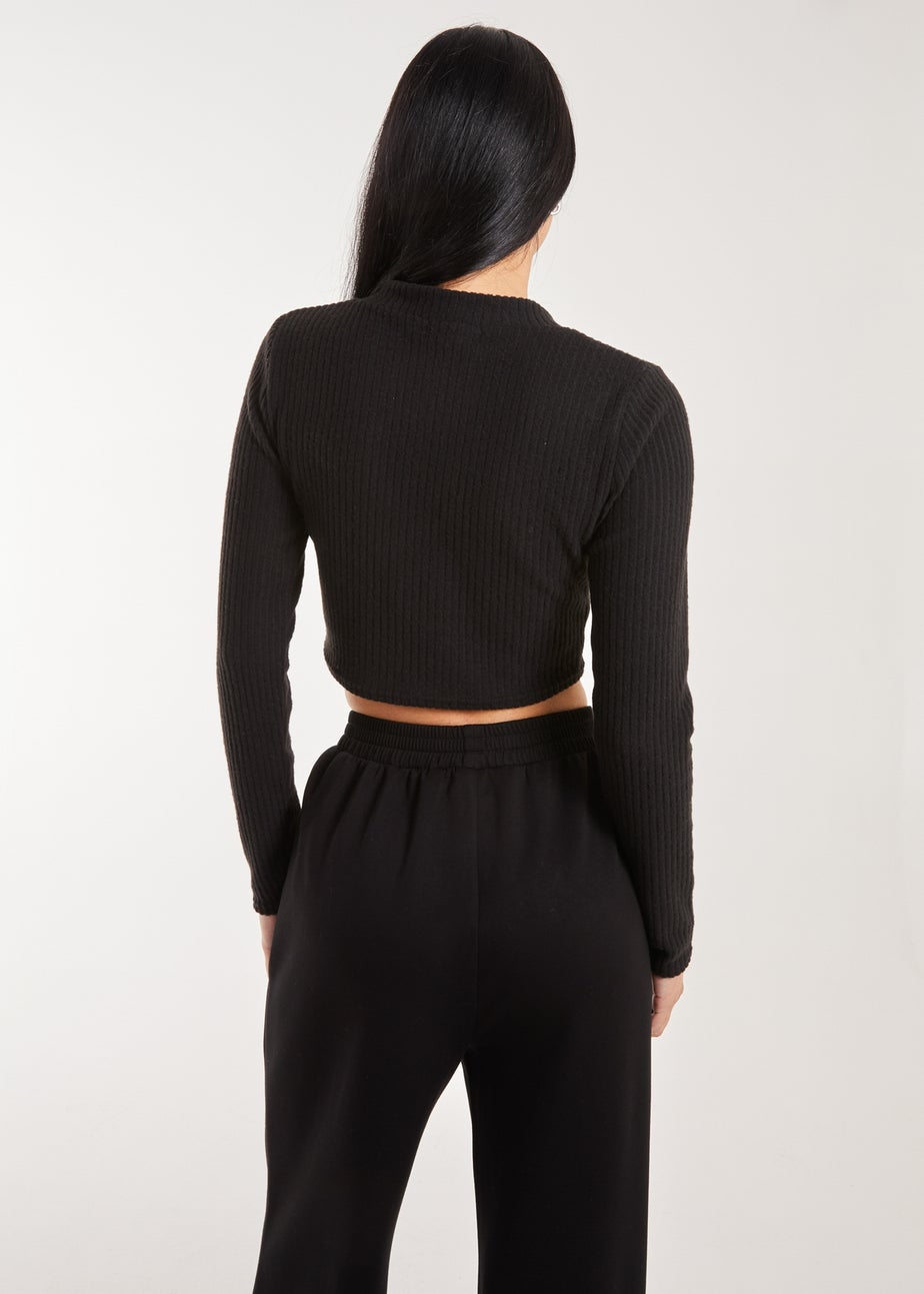 Pink Vanilla Black Brushed Long Sleeve Cardigan