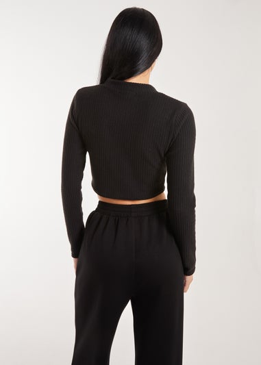 Pink Vanilla Black Brushed Long Sleeve Cardigan