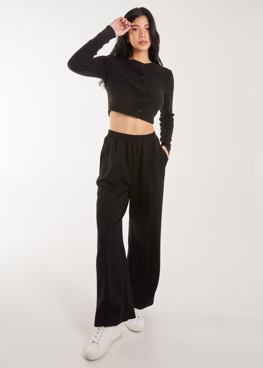 Pink Vanilla Black Brushed Long Sleeve Cardigan