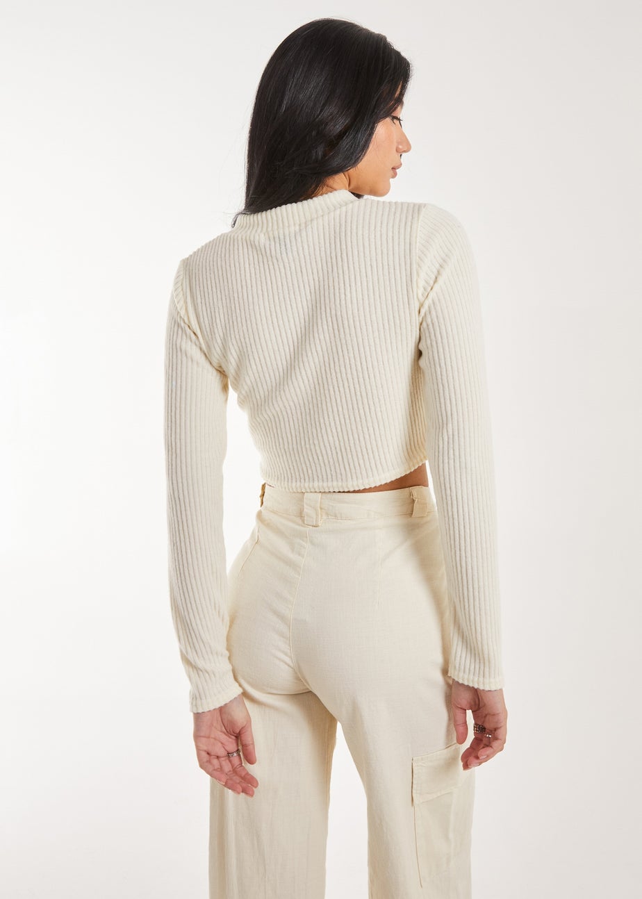 Pink Vanilla Ivory Brushed Long Sleeve Cardigan