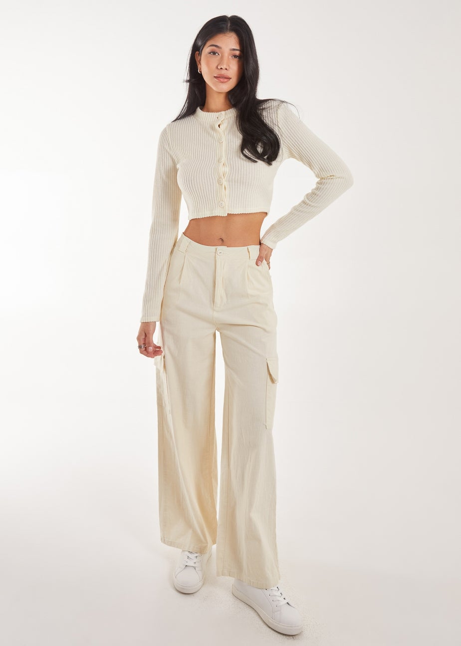 Pink Vanilla Ivory Brushed Long Sleeve Cardigan