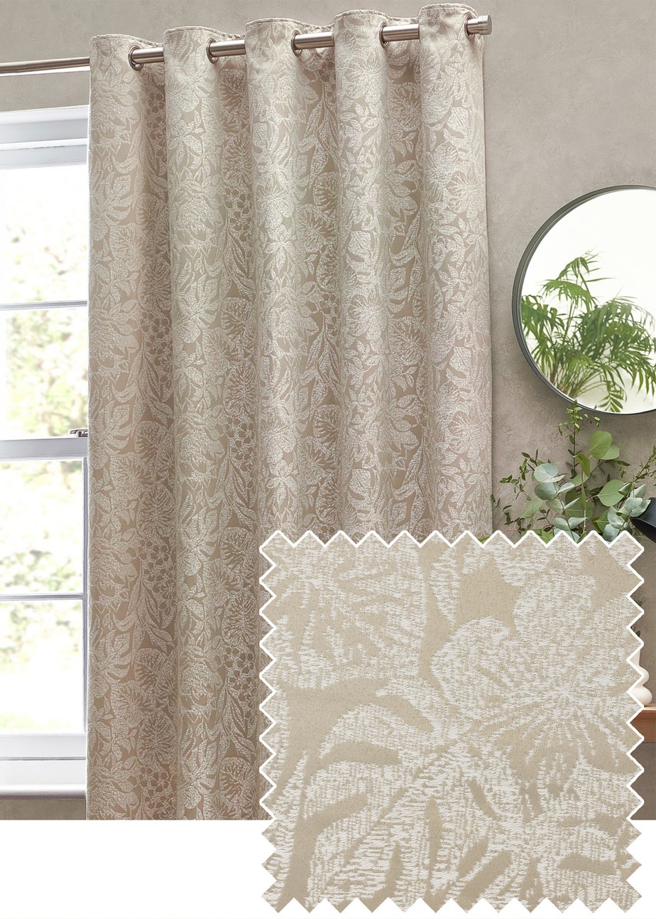 Wylder Nature Bali Botanical Jacquard Eyelet Curtains Natural