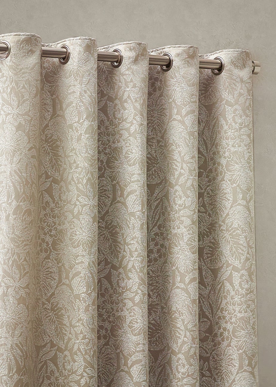 Wylder Nature Bali Botanical Jacquard Eyelet Curtains Natural