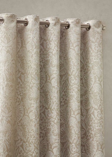 Wylder Nature Bali Botanical Jacquard Eyelet Curtains Natural