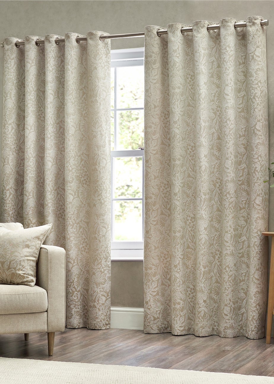 Wylder Nature Bali Botanical Jacquard Eyelet Curtains Natural