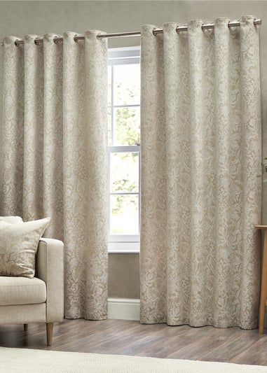 Wylder Nature Bali Botanical Jacquard Eyelet Curtains Natural