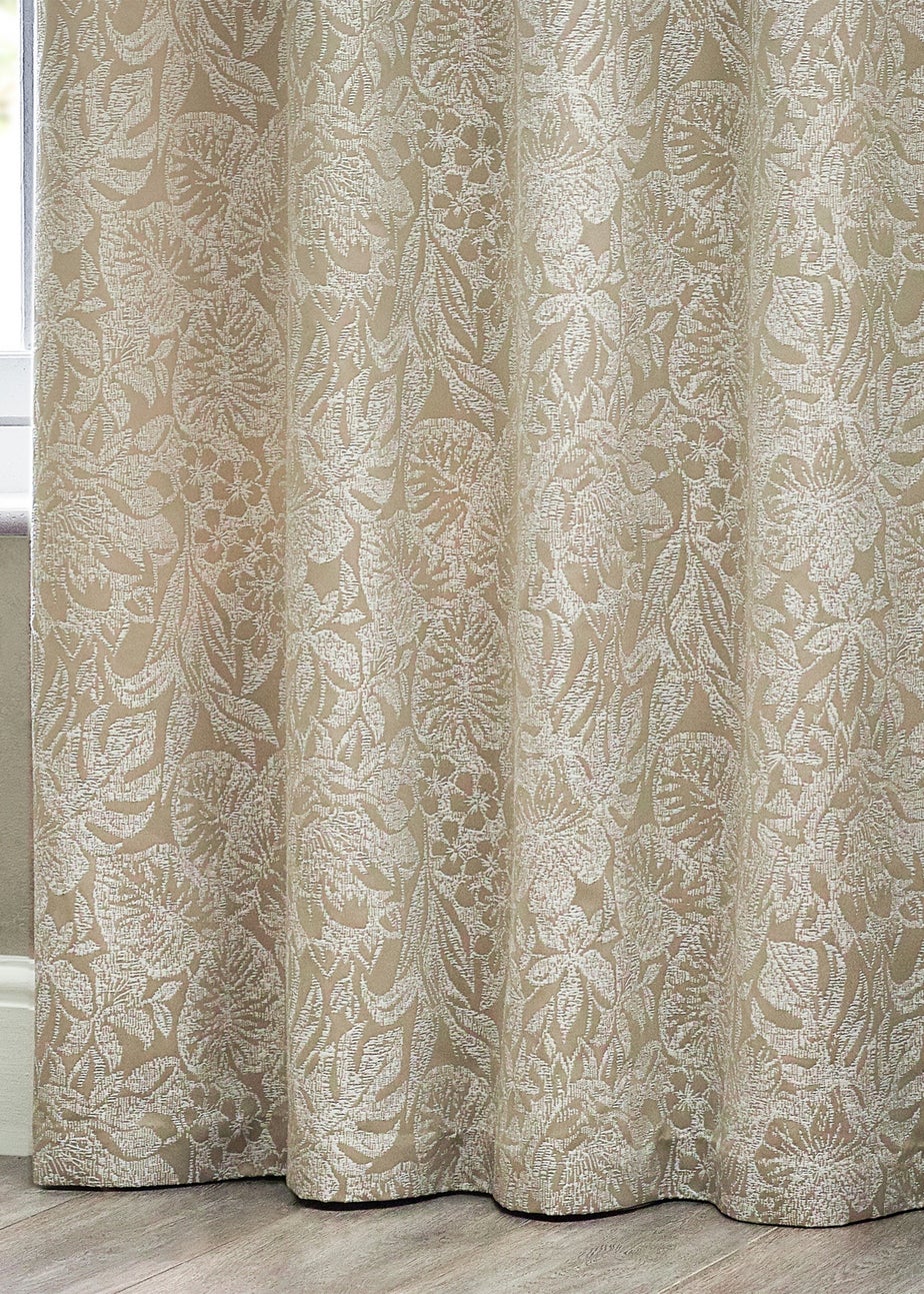 Wylder Nature Bali Botanical Jacquard Eyelet Curtains Natural
