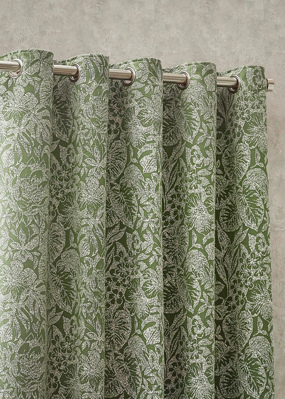Wylder Nature Bali Botanical Jacquard Eyelet Curtains Olive