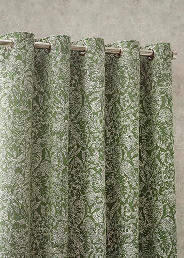 Wylder Nature Bali Botanical Jacquard Eyelet Curtains Olive