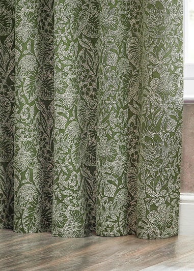 Wylder Nature Bali Botanical Jacquard Eyelet Curtains Olive
