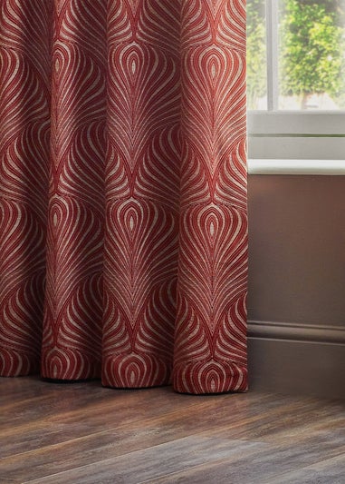 Paoletti Gatsby Jacquard Eyelet Curtains Terracotta