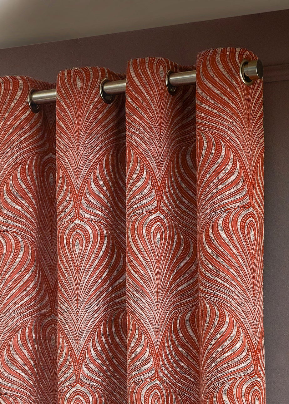 Paoletti Gatsby Jacquard Eyelet Curtains Terracotta