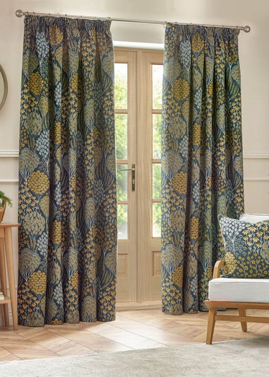 Wylder Nature Ophelia Floral Jacquard Pencil Pleat Curtains