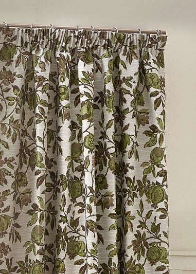 Wylder Nature Pomegranate Floral Jacquard Pencil Pleat Curtains