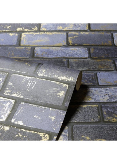 Arthouse Metallic Brick Navy/Gold