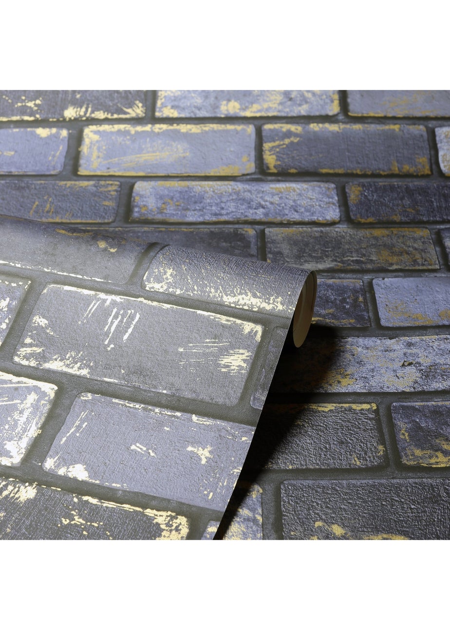 Arthouse Metallic Brick Navy/Gold