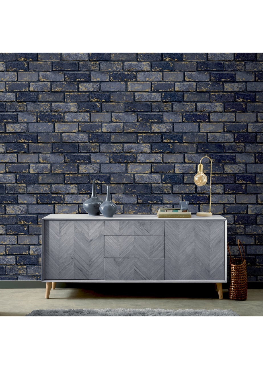 Arthouse Metallic Brick Navy/Gold